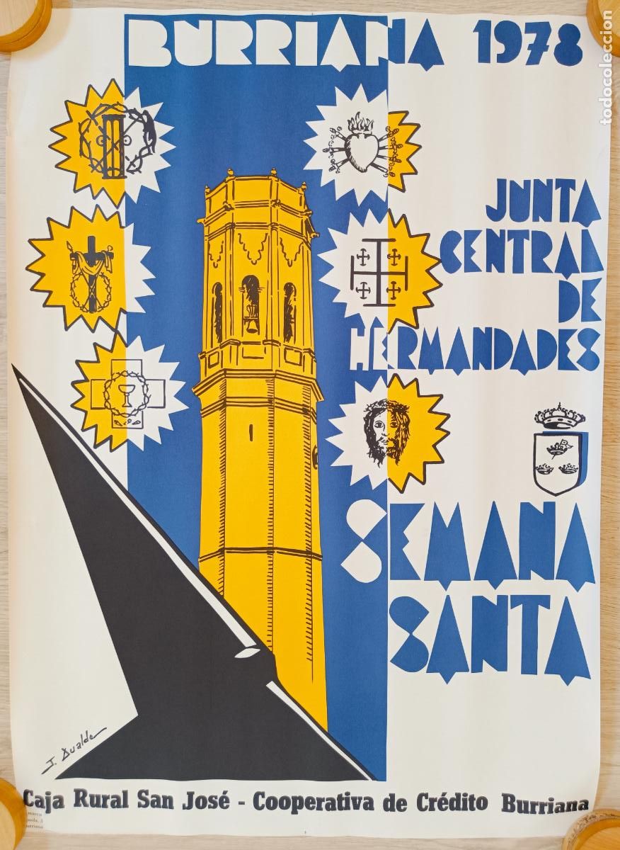 Carteles de Semana Santa: CARTEL SEMANA SANTA BURRIANA 1978 CASTELLON JUNTA CENTRAL DE HERMANDADES J. DUALDE CSS13