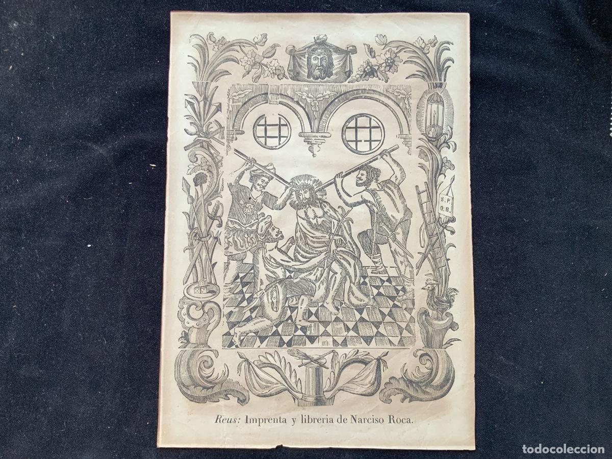 Carteles de Semana Santa: Antigua estampa, la semana santa reusenca, Reus, imprenta y libreria de Narciso Roca, 28,5x40.