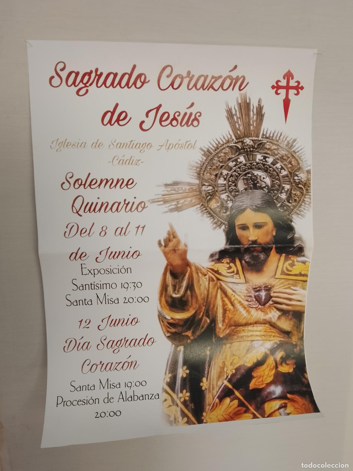 Carteles de Semana Santa: A-33 CARTEL SEMANA SANTA CADIZ CRISTO DEL SAGRADO CORAZON DE JESUS ANTIGUO