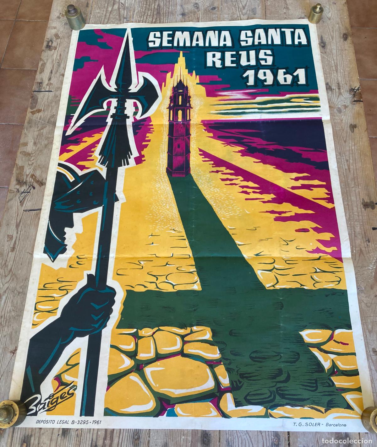 Carteles de Semana Santa: SEMANA SANTA REUS 1961, CARTELISTA JOSEP MARIA BAIGES JANSA