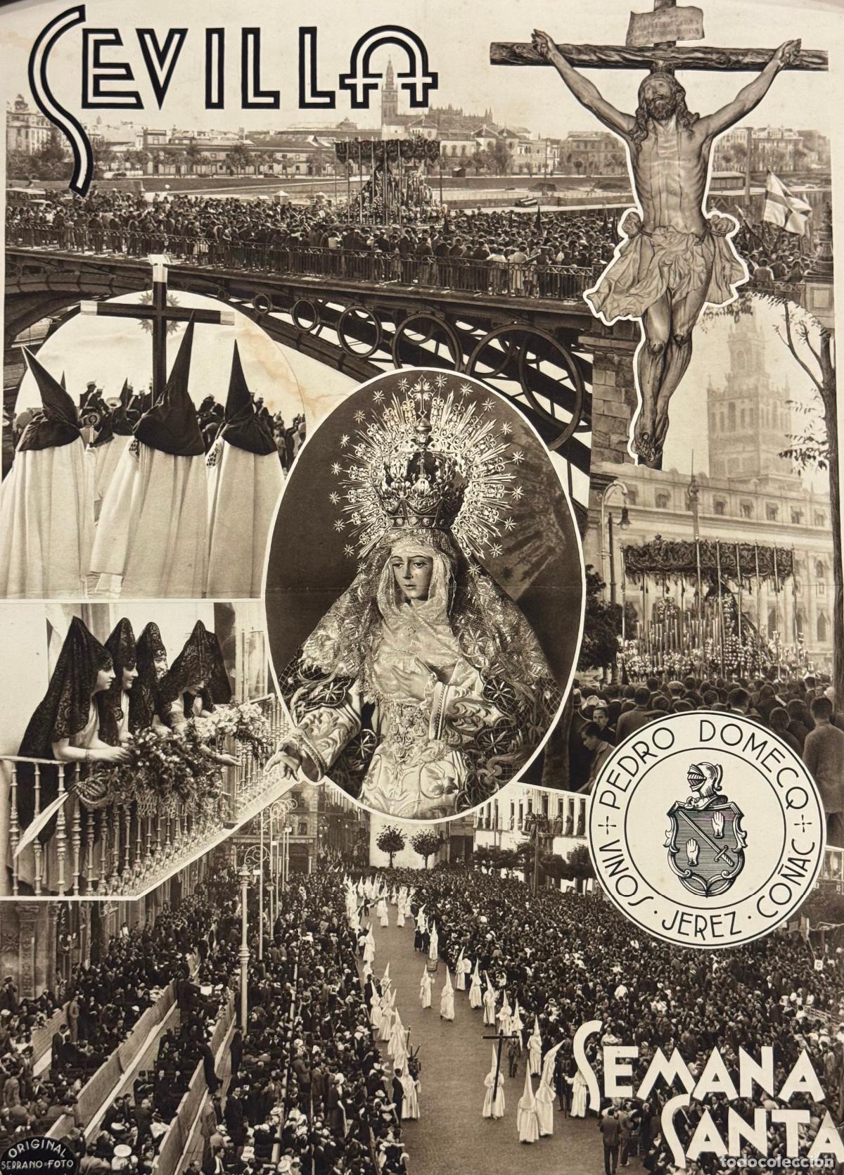 Carteles de Semana Santa: SEMANA SANTA SEVILLA - PUBLICIDAD PEDRO DOMECQ - CARTEL ANTIGUO ORIGINAL - VER FOTOS