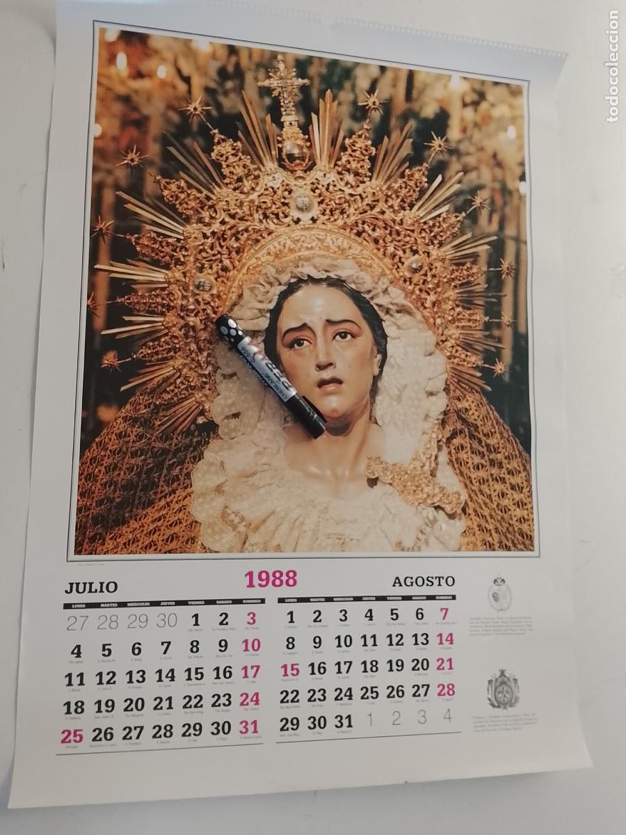 Carteles de Semana Santa: 65x47 gran cartel calendario cofrade semana santa sevilla 1988 virgen dolores misericordia despojado
