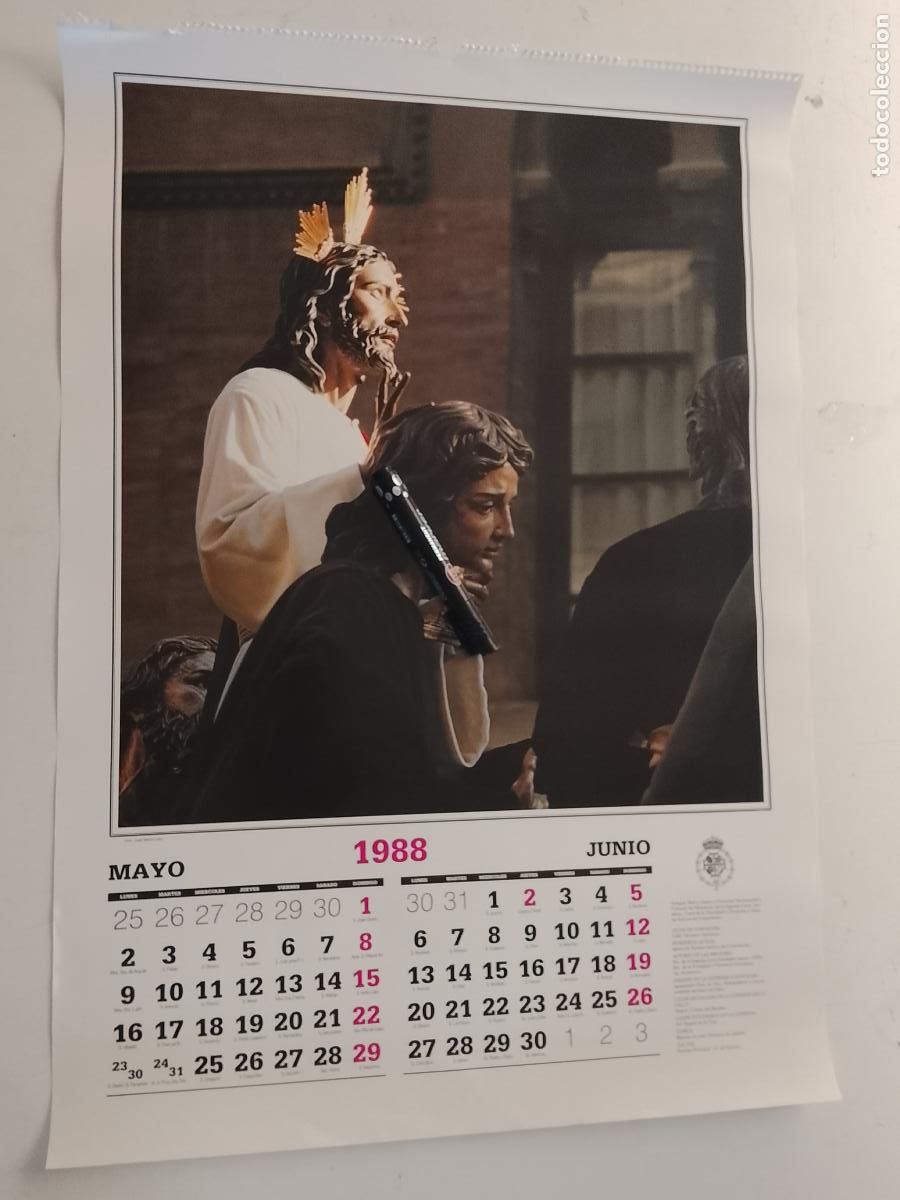 Carteles de Semana Santa: 65x47 cm gran cartel calendario cofrade semana santa sevilla 1988 cofradia cristo sagrada CENA