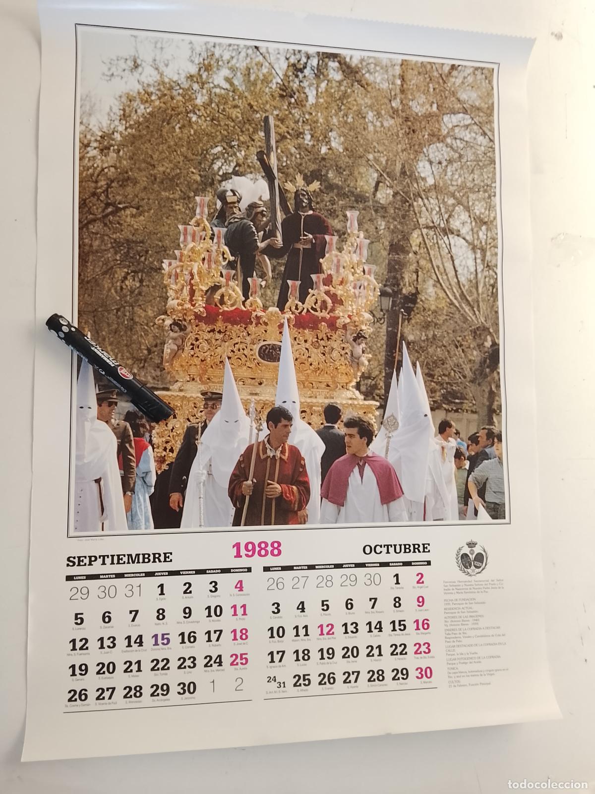 Carteles de Semana Santa: 65x47 cm gran cartel calendario cofrade semana santa sevilla 1988 cristo de la victoria el porvenir