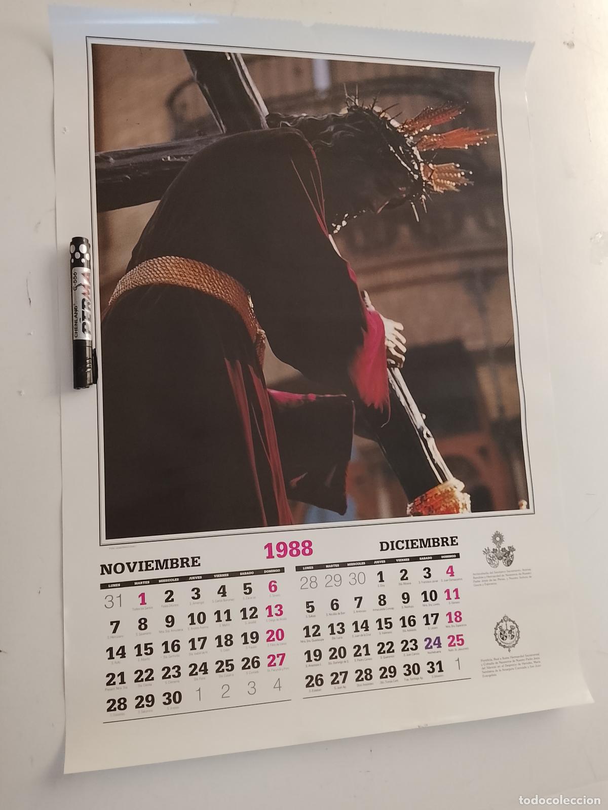Carteles de Semana Santa: 65x47 cm gran cartel calendario cofrade semana santa sevilla 1988 cristo de lal penas de san roque
