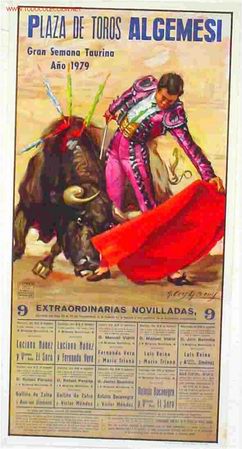 Carteles toros: CARTEL   TOROS ALGEMESI VALENCIA 1979 - Foto 1