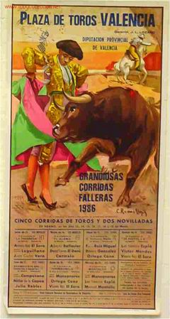 Carteles toros: CARTEL  TOROS VALENCIA 1986 - Foto 1