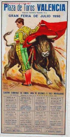 Carteles toros: CARTEL   TOROS VALENCIA 1990 - Foto 1