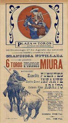 Affiches Tauromachie: Peque&ntilde;o CARTEL DE TOROS, Barcelona 1913