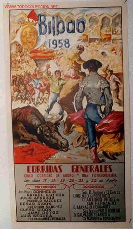 Carteles toros: CARTEL BILBAO TOROS Y FIESTAS BILBAO 1958