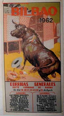 Carteles toros: CARTEL TOROS Y FIESTAS BILBAO 1962