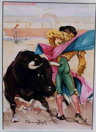 Affiches Tauromachie: CARTEL TOROS N&ordm; 2 ILUSTRADORRUANO LLOPIS, TAMA&Ntilde;O SALON , SIN TEXTO