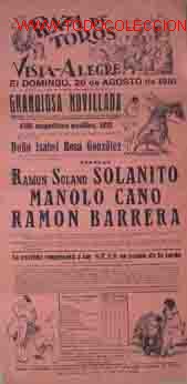Carteles Toros: CARTEL PLAZA DE VISTA - ALEGRE, 26 agosto 1951