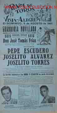 Cartazes Touros: CARTEL PLAZA DE TOROS DE VISTA - ALEGRE, 5 Agosto 1951