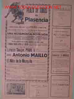 Bull Posters: CARTEL PLAZA DE TOROS DE PLASENCIA 18 abril de 1954
