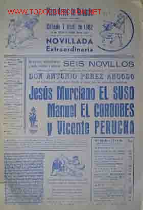 Carteles Toros: CARTEL PLAZA DE TOROS DE VALENCIA 7 Abril de 1962