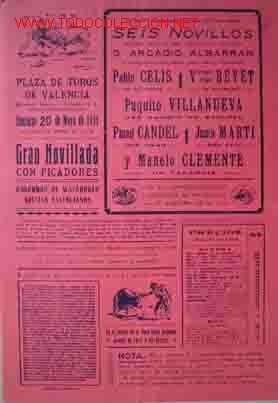 Carteles Toros: CARTEL PLAZA DE TOROS DE VALENCIA, 20 mayo 1951
