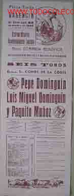 Carteles Toros: CARTEL PLAZA DE TOROS DE VALENCIA, 22 octubre 1950