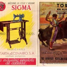 Carteles Toros: CARTE DE TOROS DE ALICANTE 1948. Lote 9124312