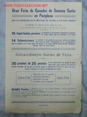 Cartazes Touros: FERIA DE GANADOS. PAMPLONA