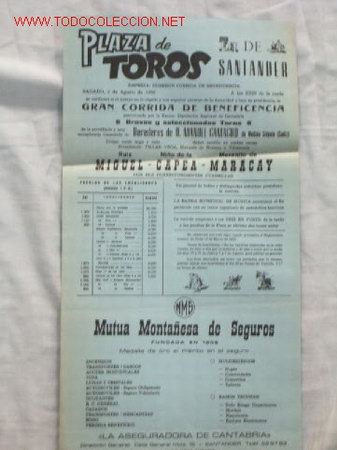 Cartazes Touros: PLAZA TOROS SANTANDER