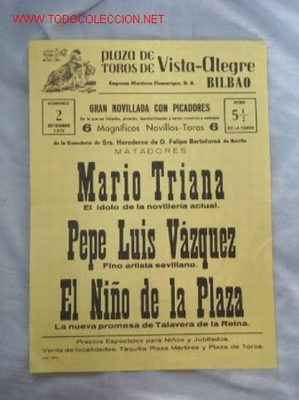 Carteles Toros: PLAZA TOROS VISTA ALEGRE BILBAO