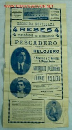 Cartazes Touros: PLAZA TOROS BARCELONA. A&Ntilde;O 1915