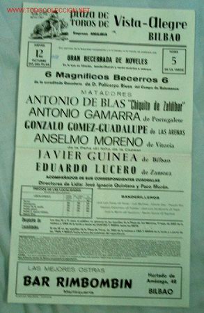 Carteles Toros: CARTEL TOROS BILBAO