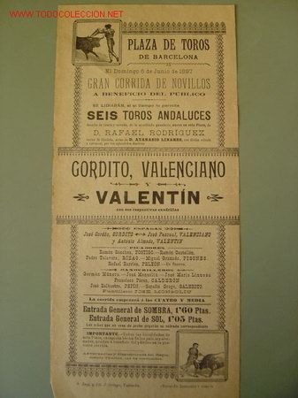 Carteles toros: CARTEL TOROS - BARCELONA - JUNIO DE 1897 - Foto 1