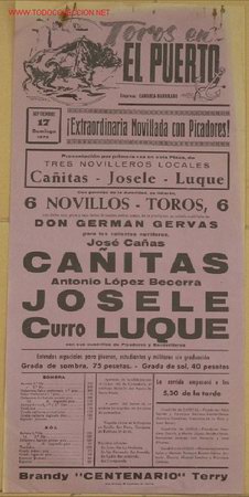 Carteles toros: CARTEL DE TOROS EN EL PUERTO DE 1972 - Foto 1