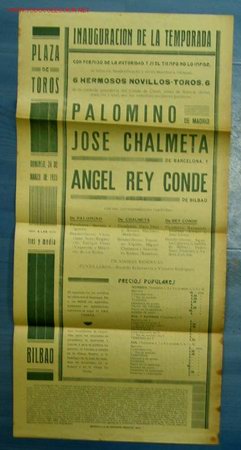 Affiches Tauromachie: CARTEL TOROS BILBAO