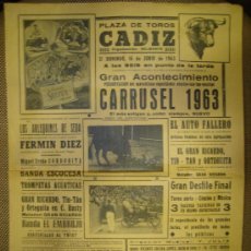 Affiches Tauromachie: PLAZA DE TOROS DE CADIZ. GALAS DE ARTE CARRUSEL 1963. Lote 10146006