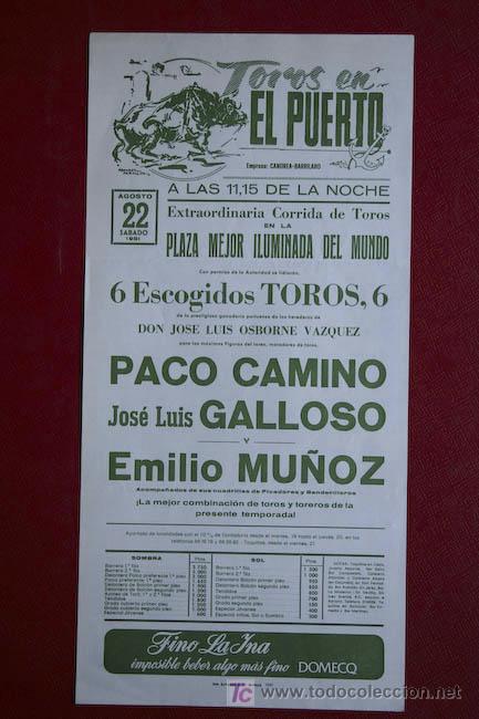 Carteles Toros: Cartel de toros de El Puerto de Santa Mar&iacute;a.