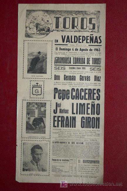 Carteles toros: Cartel de toros de Valdepe&ntilde;as. - Foto 1