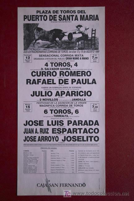 Carteles Toros: Cartel de toros de El Puerto de Santa Mar&iacute;a.