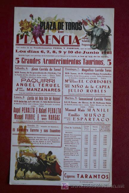 Affissi Tauromachia: Cartel de toros de Plasencia.