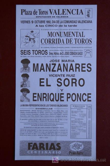 Carteles Toros: Cartel de toros de Valencia.