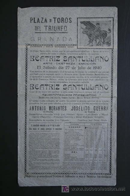 Affiches Tauromachie: Cartel de toros de Granada. 27 de julio de 1940. Antonio Morantes y Joselito Guerra.