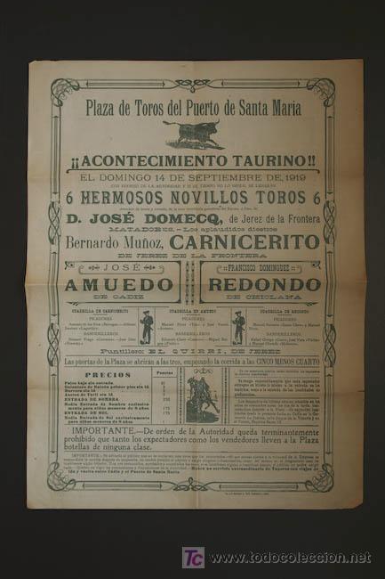 Carteles Toros: Cartel de toros de El Puerto de Santa Mar&iacute;a.