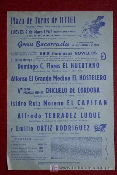 Carteles toros: Cartel de toros de Utiel. - Foto 1