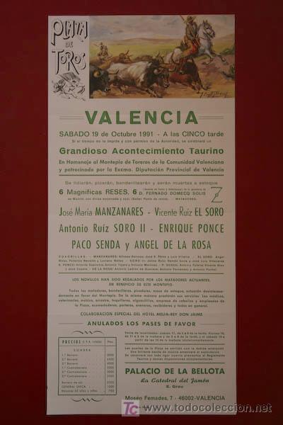 Carteles Toros: Cartel de toros de Valencia.