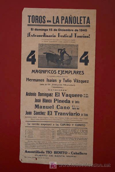 Affissi Tauromachia: Cartel de toros de La Pa&ntilde;oleta.