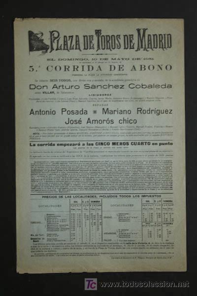 Carteles toros: Cartel de toros de Madrid. - Foto 1