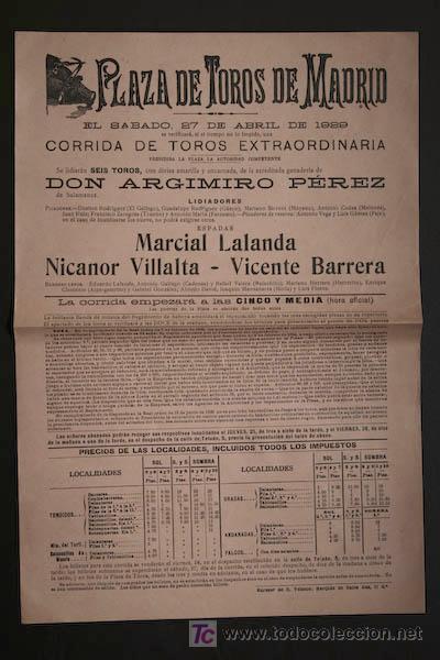 Carteles toros: Cartel de toros de Madrid. - Foto 1