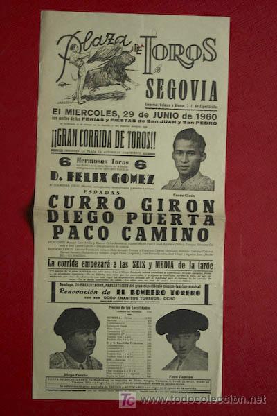 Carteles toros: Cartel de toros de Segovia. - Foto 1