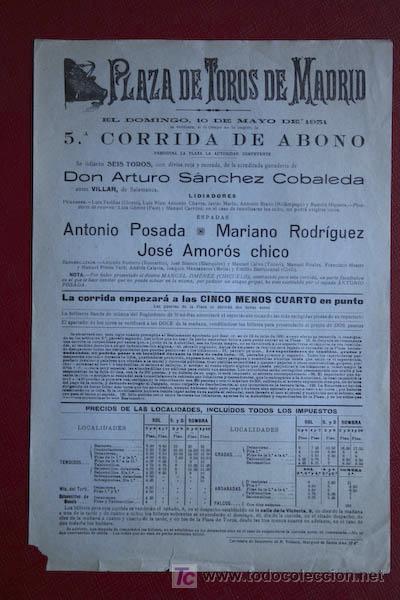 Carteles toros: Cartel de toros de Madrid. - Foto 1