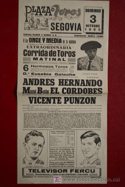Carteles toros: Cartel de toros de Segovia. - Foto 1