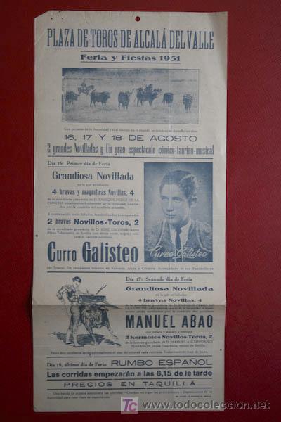 Carteles toros: Cartel de toros de Alcal&aacute; del Valle. - Foto 1