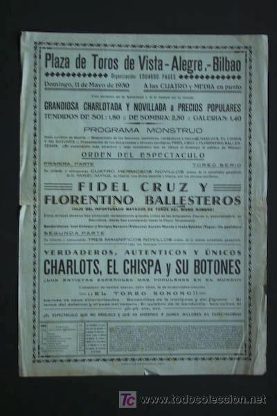 Carteles Toros: Cartel de toros de Vista-Alegre. Bilabo.