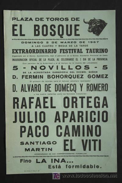 Affiches Tauromachie: Cartel de toros de El Bosque.